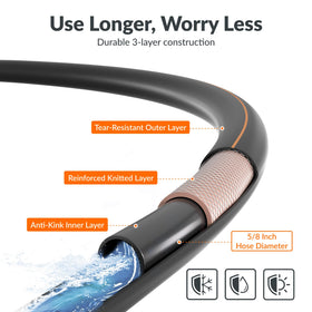 Giraffe Tools garden hose 3mm-thick wall offers durability without heavy weight.