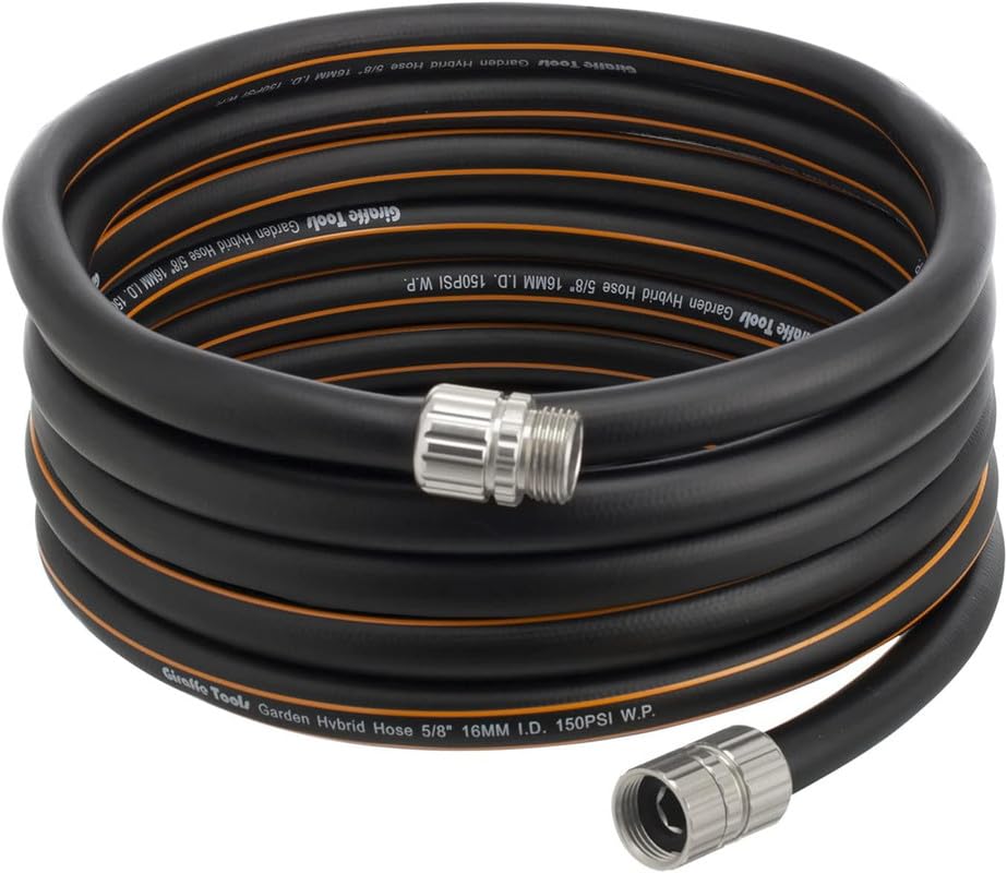 Giraffe Tools garden hose with customizable length for precise watering setups.