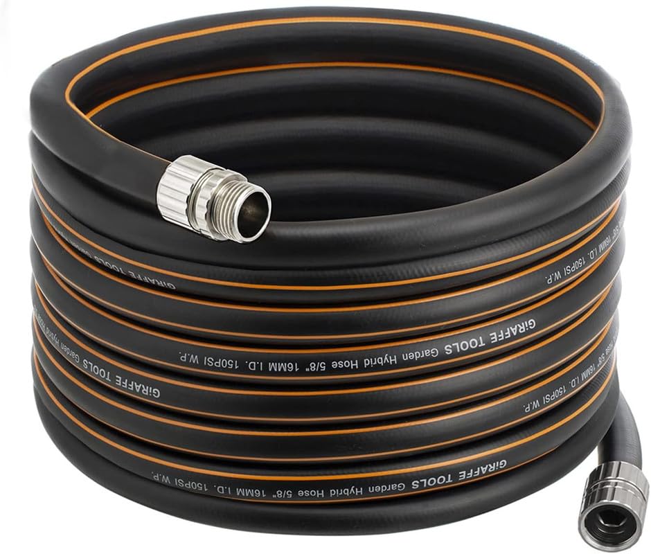 Giraffe Tools garden hose demonstrates adjustable length for a precise fit.