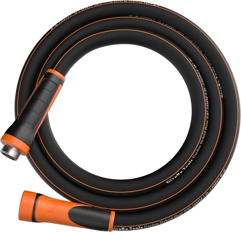 Giraffe Tools garden hose 58-inch length for easy reach and versatile watering.