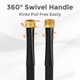 Giraffe Tools kink-free hose design ensures steady water flow during chores.