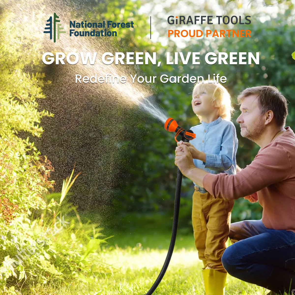 Giraffe Tools lightweight flexible hose for easy watering.