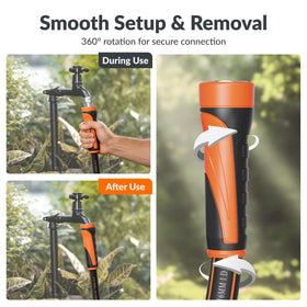 Giraffe Tools garden hose lightweight hybrid material reduces fatigue during tasks.