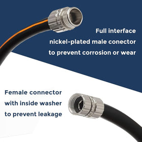 Giraffe Tools garden hose lays flat with no kink and secure leak-free connections.