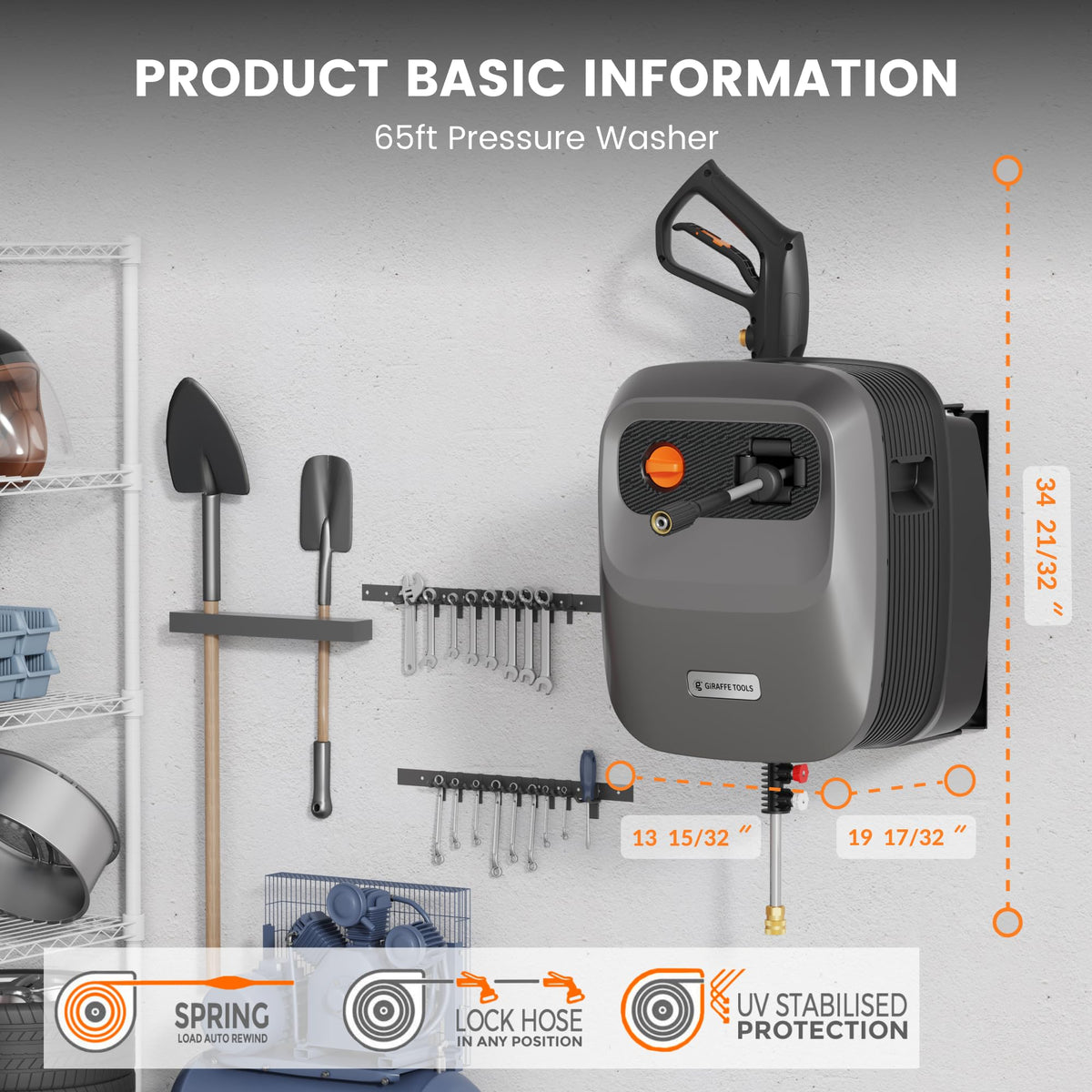 Giraffe Tools Grandfalls 180-degree bracket enables flexible cleaning angles