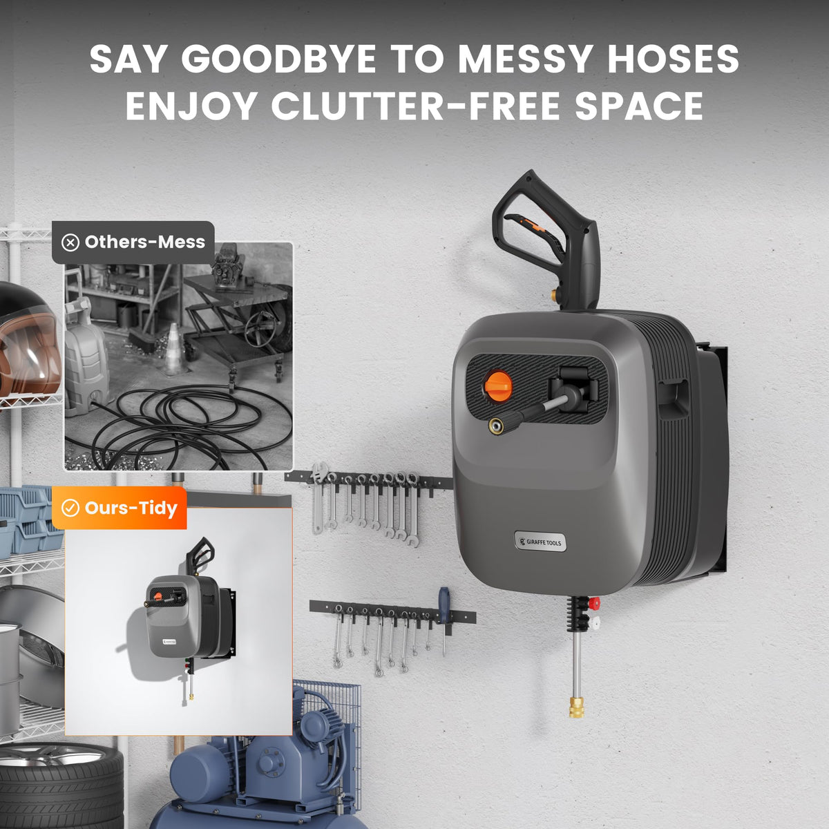 Giraffe Tools Grandfalls 65-foot hose reaches distant areas with ease