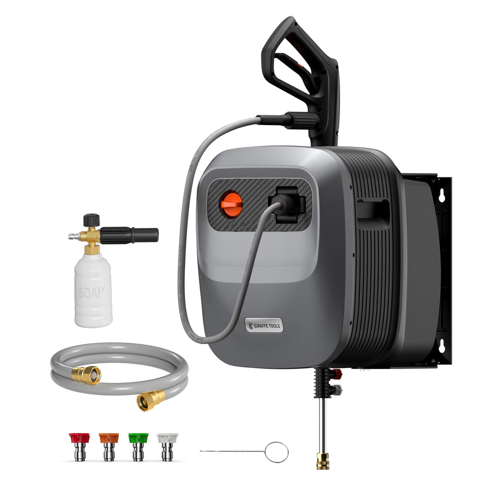 Giraffe Tools Grandfalls wall-mount housing streamlining storage and frees workshop space