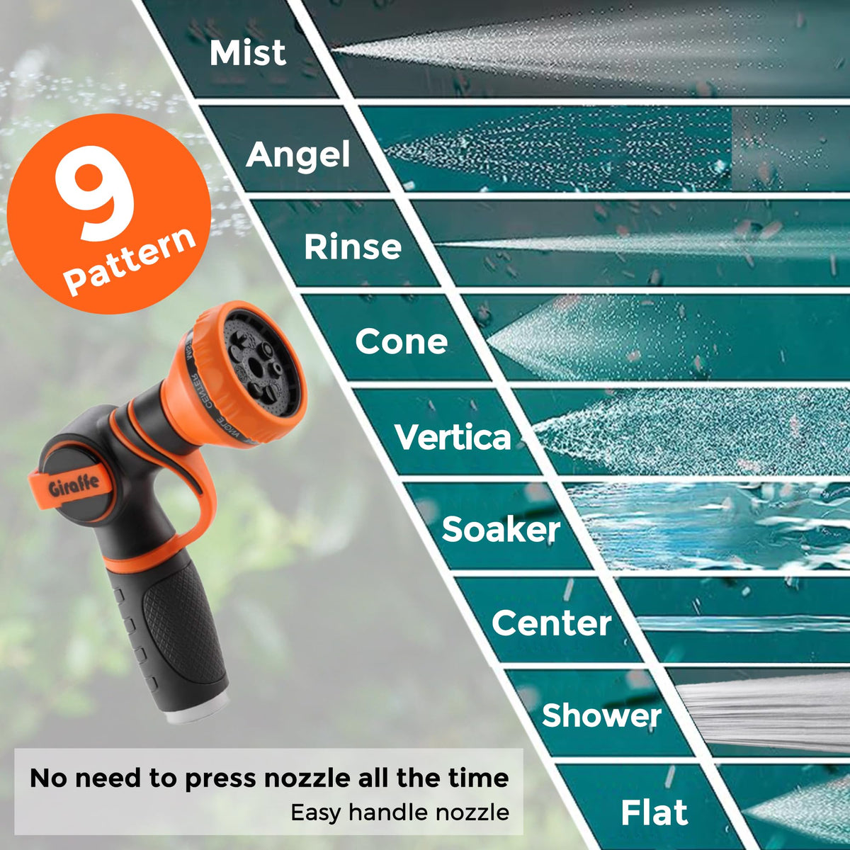 High-flow 5/8 inch hose delivers strong water pressure.