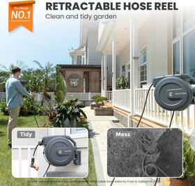 Giraffe Tools hybrid hose demonstrates 85ft length ready for varied tasks.