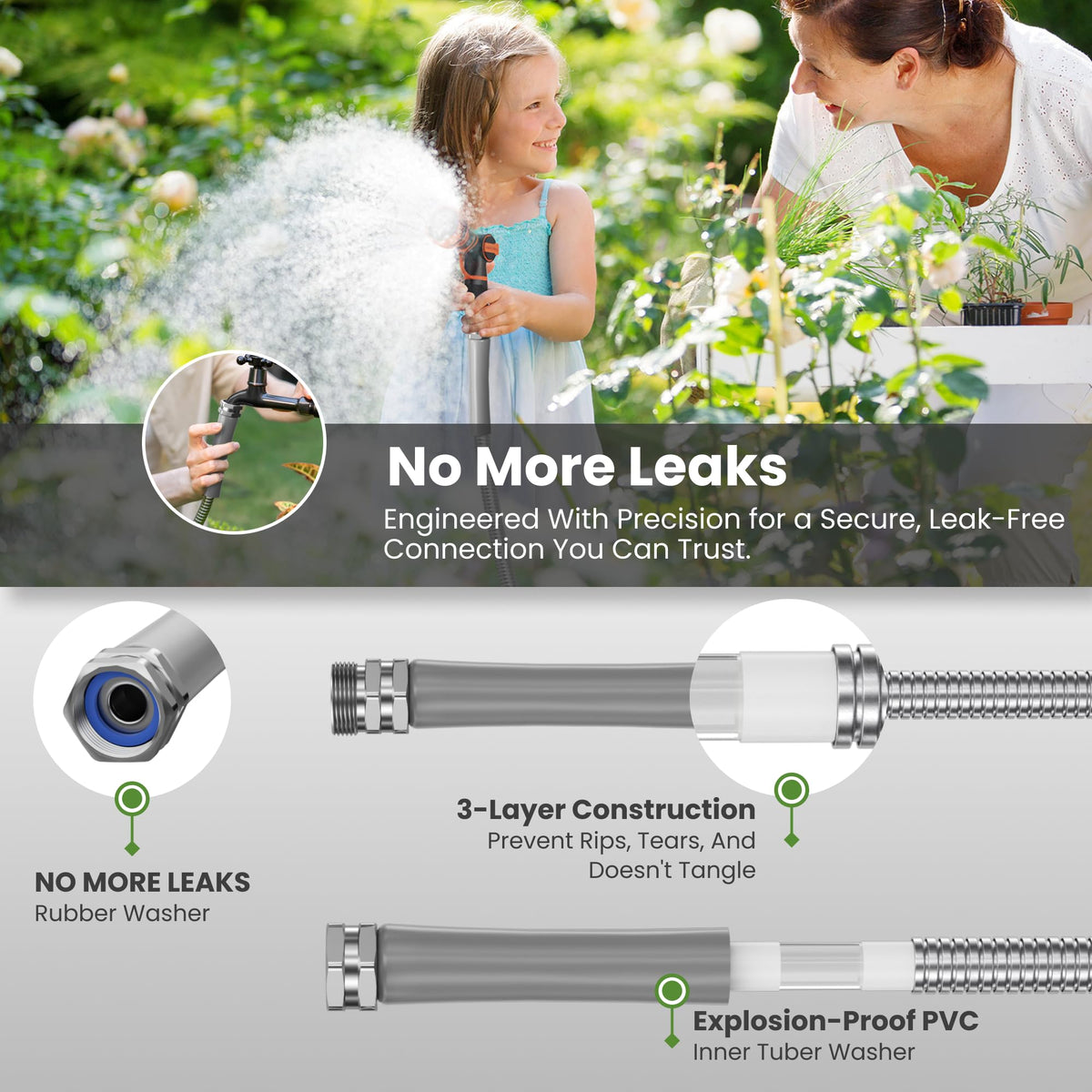 Giraffe Tools leak-proof connectors seal for splash-free watering