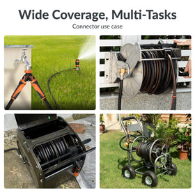 Giraffe Tools swivel handle enhances maneuverability and prevents tangling during watering