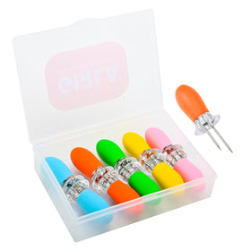 Girla corn-on-the-cob holders interlocking design for safe storage.