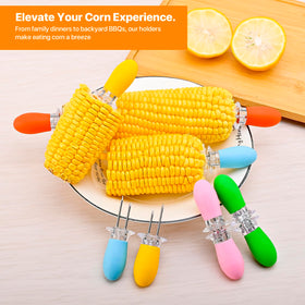 Girla silicone-handled corn skewers for comfortable, anti-scald use.