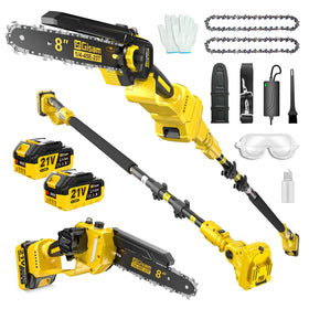 Gisam 2-in-1 pole saw with extendable pole for pruning high branches safely.