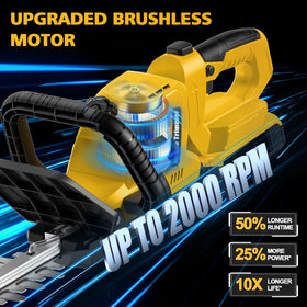 Givilo cordless hedge trimmer shown without battery for flexibility on-site.