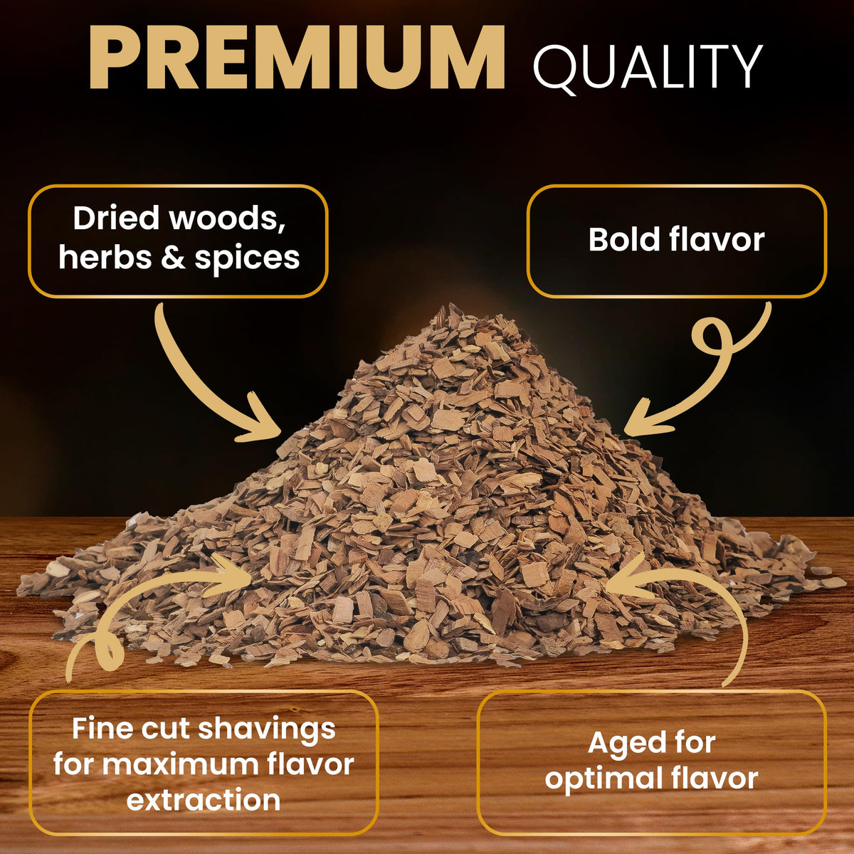 G&J's Finest 5oz wood chips bag ready for lasting use in drinks and more.
