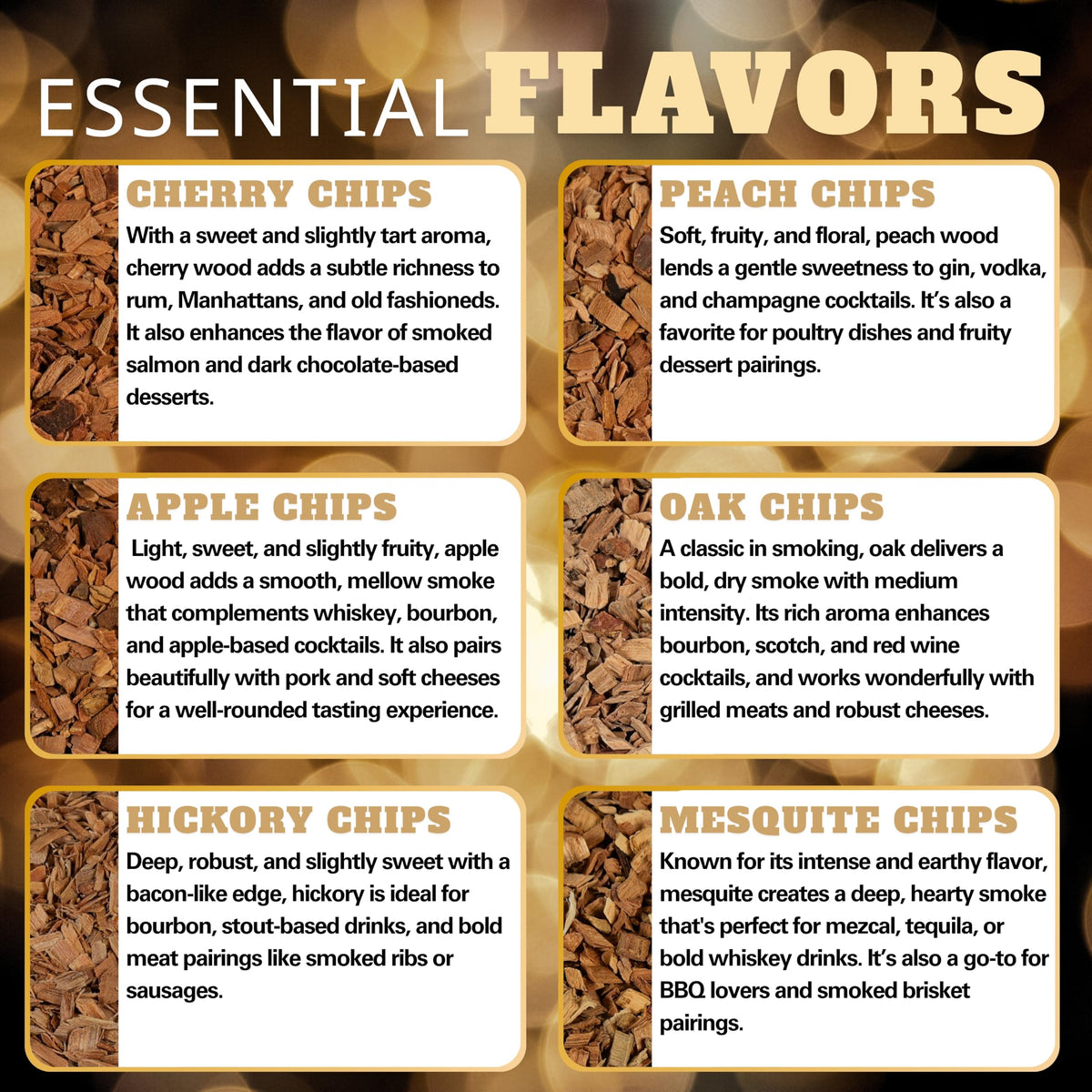 G&J's Finest versatile chips suit cold-smoke, cheese, coffee, and desserts.
