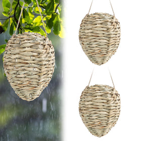GJL 2-pack large fake wasp nest decoy hanging for pest deterrence in gardens.