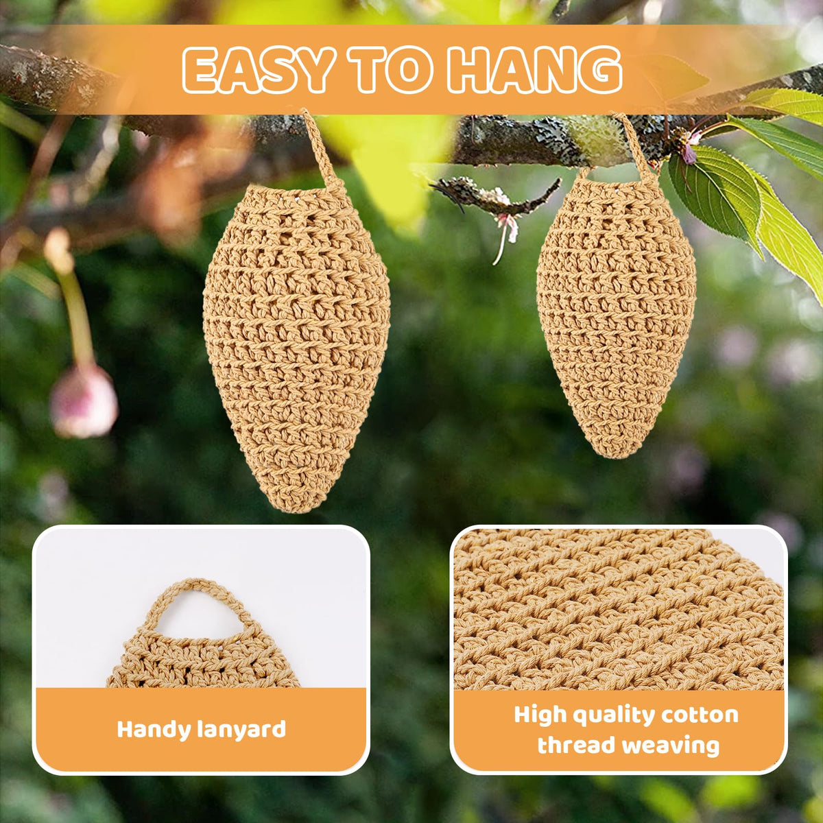 GJL wasp nest side view highlights durable cotton rope for outdoor use.