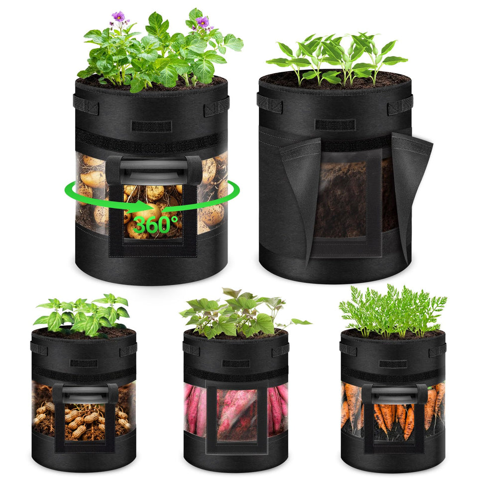 GJL 5-pack potato grow bags with 360° visible window for easy observation