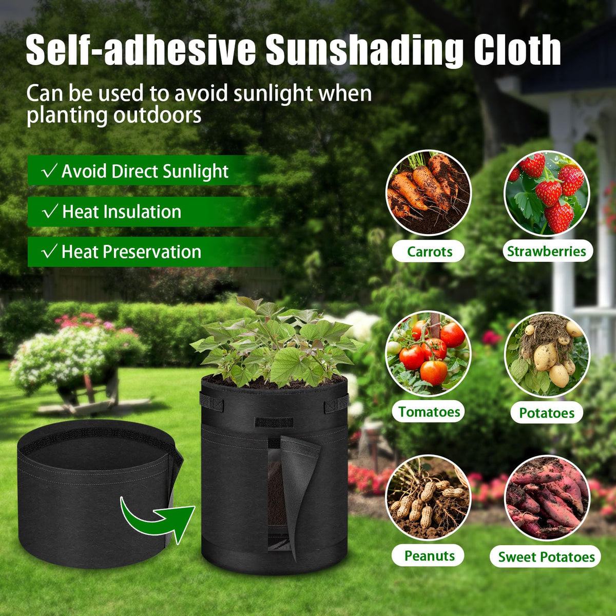 GJL 5-pack potato bags with harvest window to lift potatoes without digging