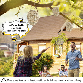 GJL woven reed nest decoy blends with garden decor while deterring wasps