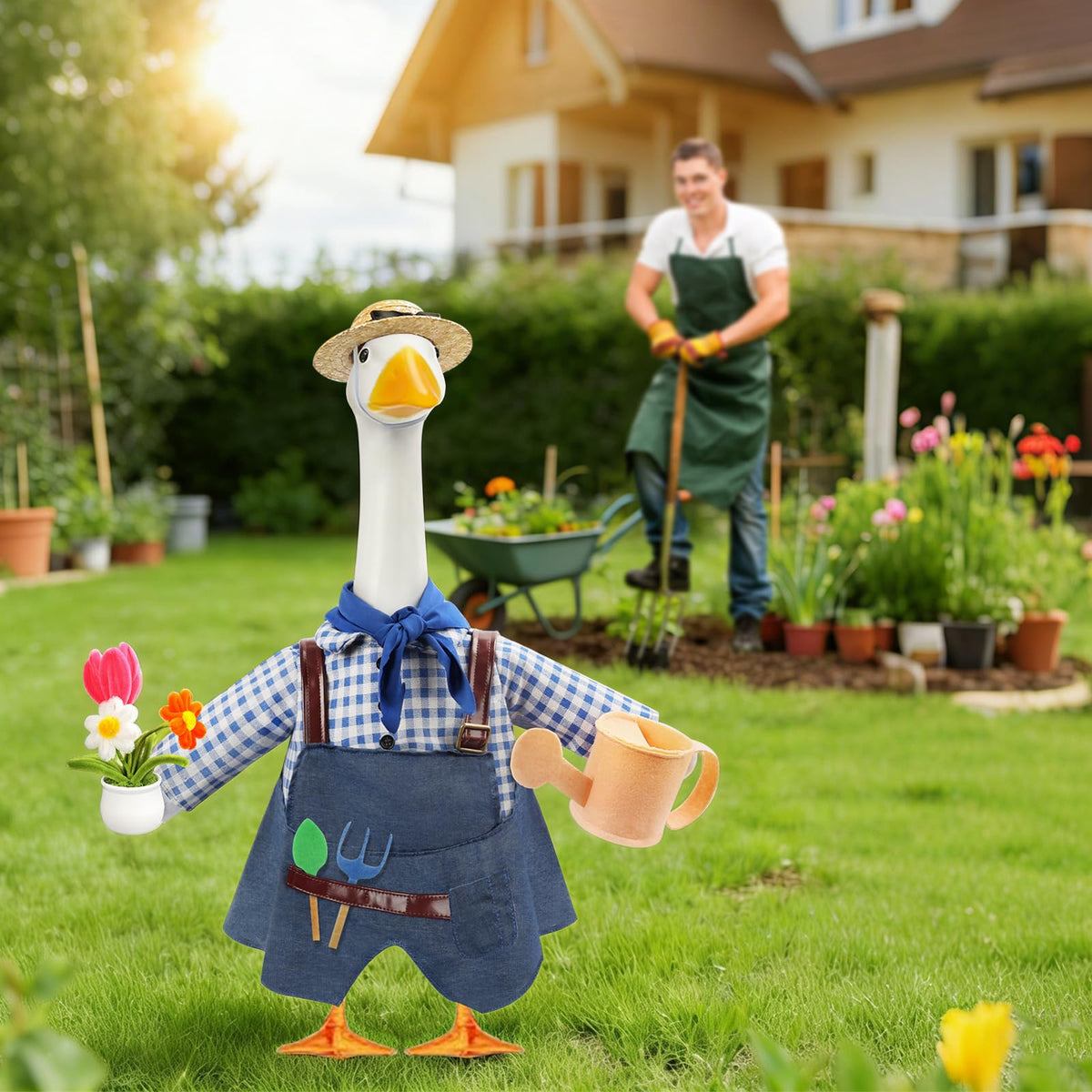 GJL Fits 23-inch porch geese for easy seasonal dressing.