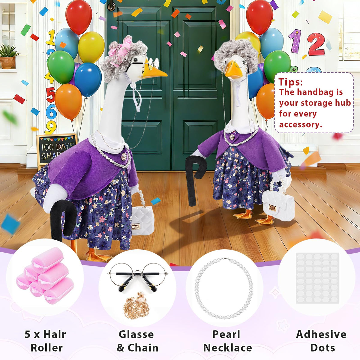 GJL goose outfit with glasses and chain adds playful charm for family photos