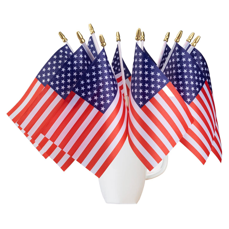 GJNGKSIM 25-pack American flags on sticks for parades and events.