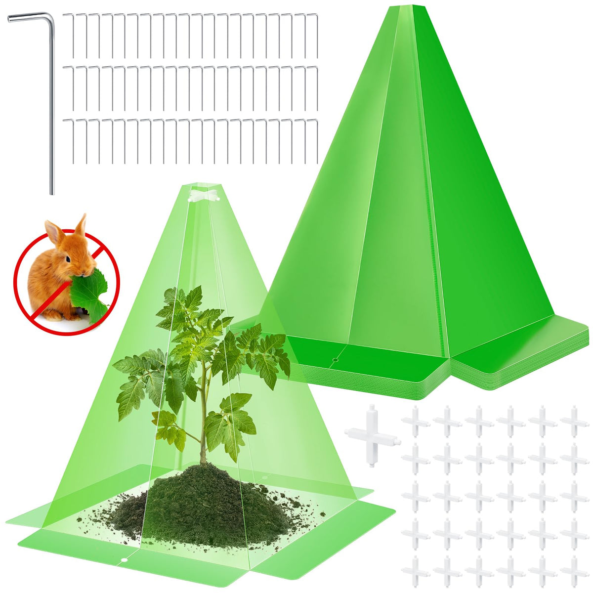 GJQ garden cloche assembly protecting seedlings from pests.