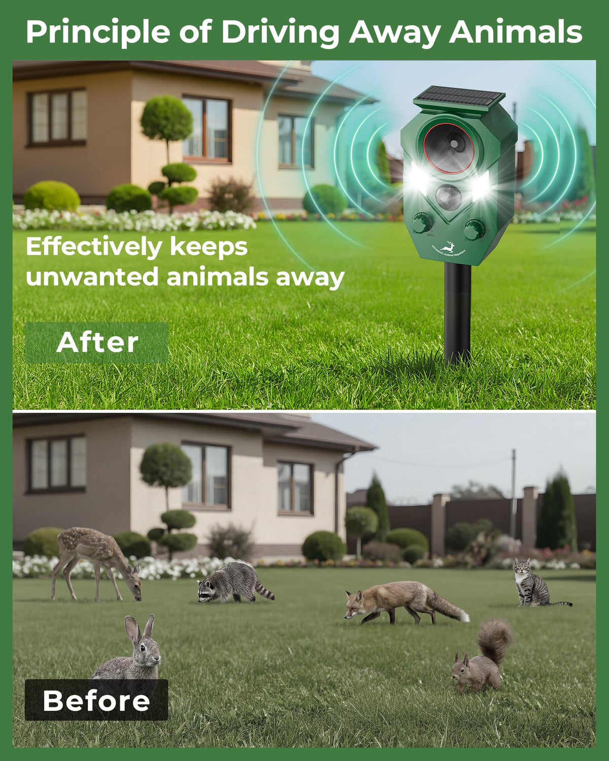 Tree mount option for flexible placement of G-Jyuncyou deterrent in garden