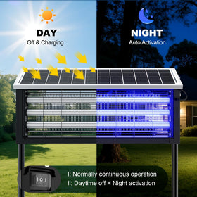 Glamvibe Solar Bug Zapper dual-charging highlights solar and USB power options for flexibility.