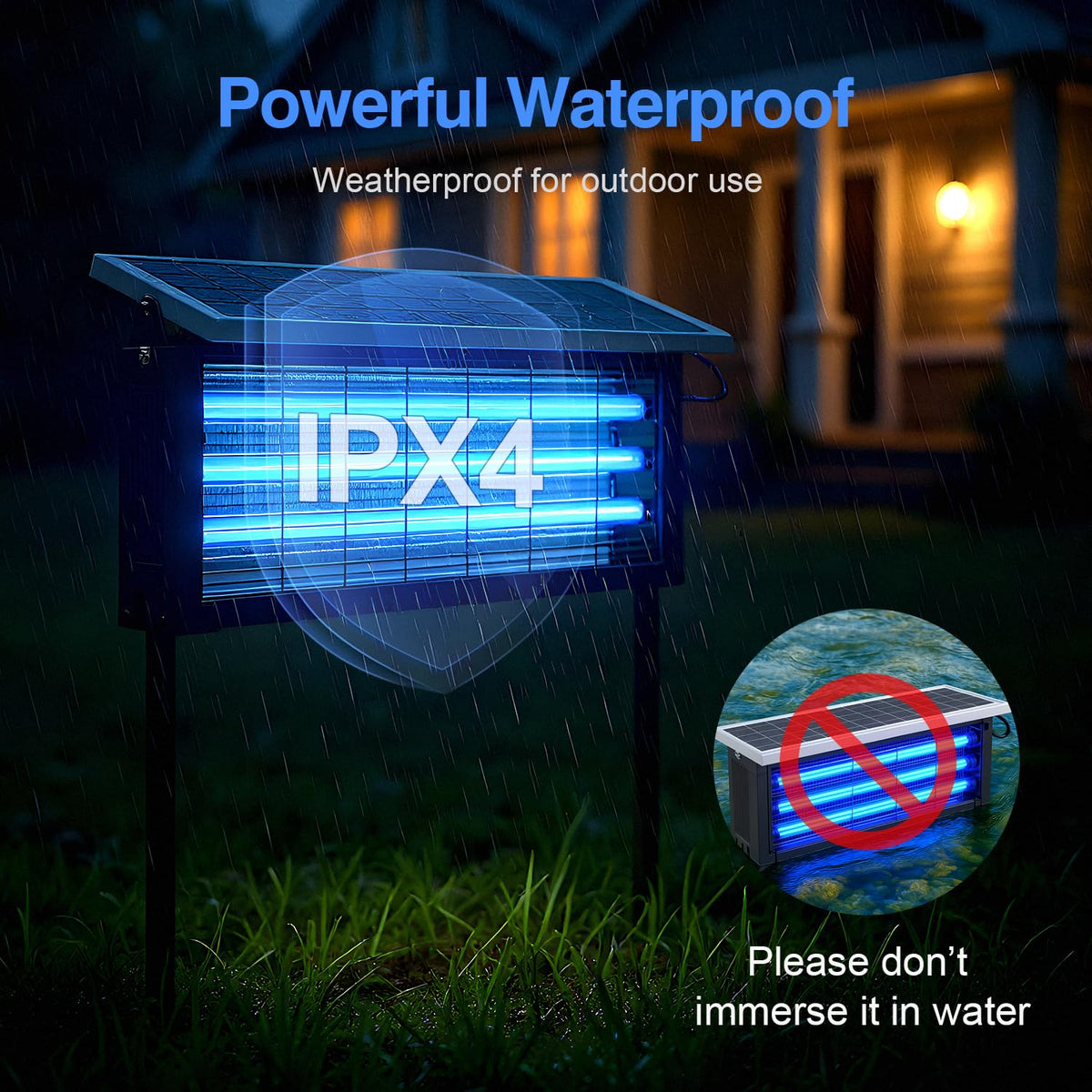 Glamvibe Solar Bug Zapper long-lifespan LED promises up to 20,000–30,000 hours of use.