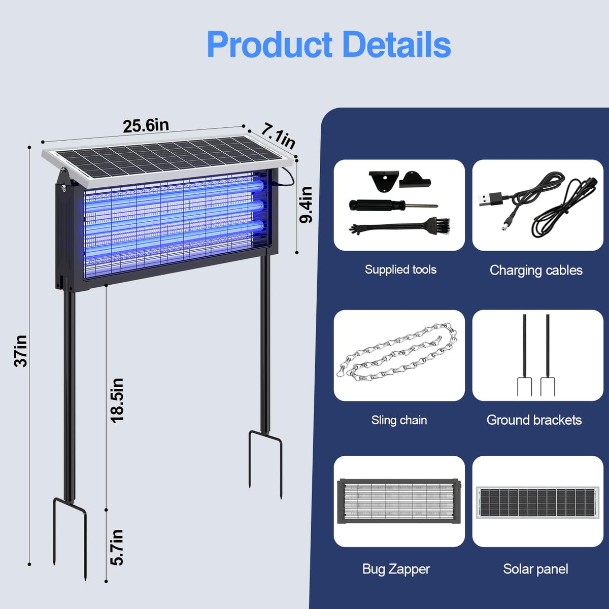 Glamvibe Solar Bug Zapper weatherproof-design for all-weather placement by pools, gardens.