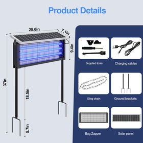 Glamvibe Solar Bug Zapper weatherproof-design for all-weather placement by pools, gardens.