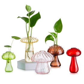 Glasseam mushroom glass planter set of five in colors for small stems