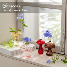 Glasseam colorful mushroom terrarium display for bright decor