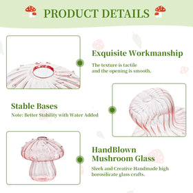 Glasseam single-stem flower vase with mushroom shape for desks