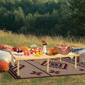 GLDZI boho picnic table natural-wood finish adds rustic charm to gatherings.