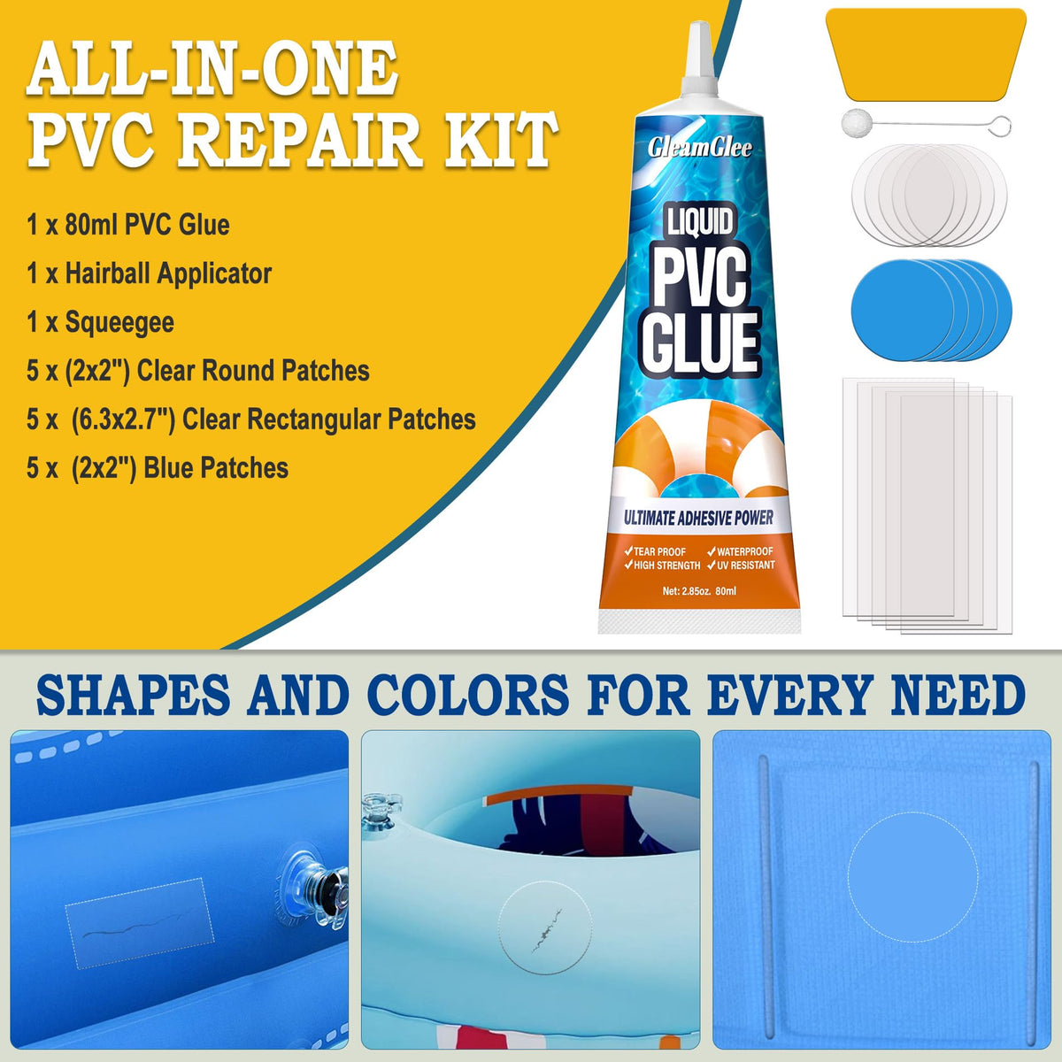 GleamGlee adhesive cap prevents clogging for ready repairs