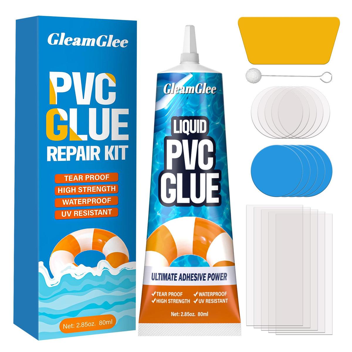 GleamGlee inflatable patch kit 80ml glue bottle for strong, watertight repairs