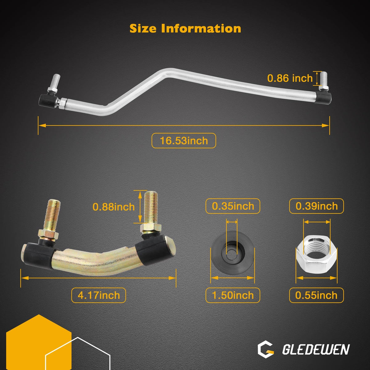 Gledewen right drag link maintains balanced steering on compatible models.