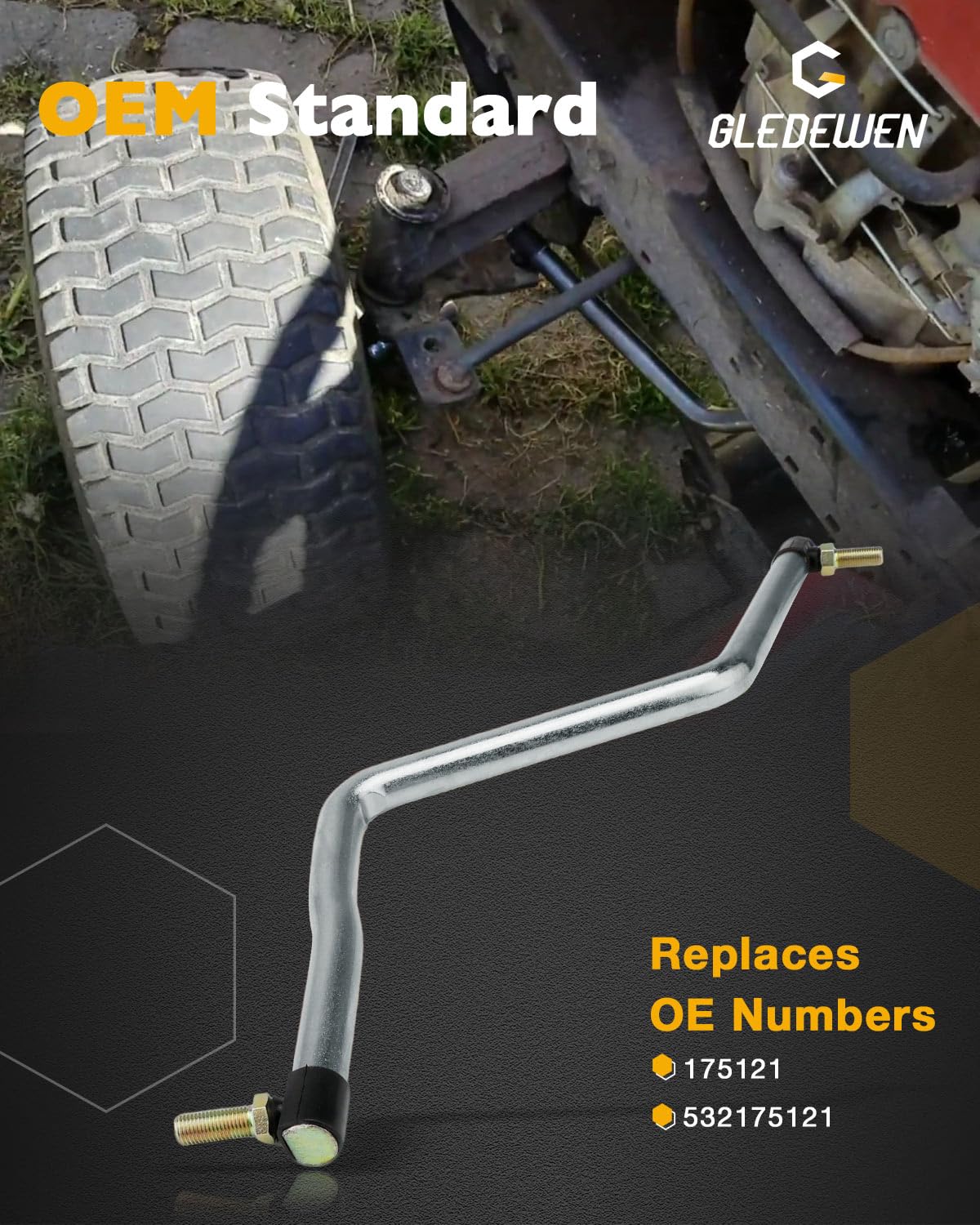 Gledewen steering drag link packaging showing ready-to-install kit