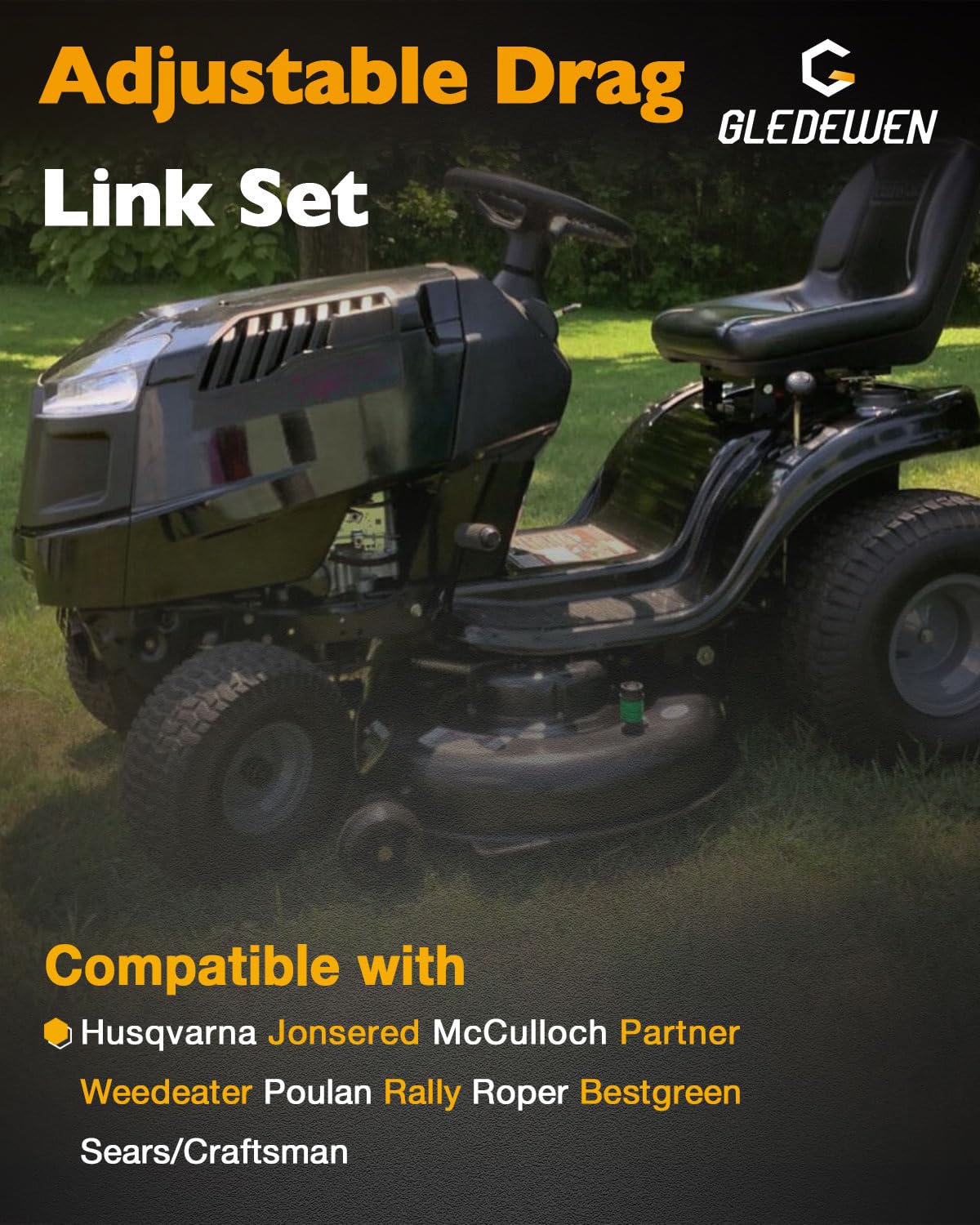 Gledewen steering drag link close-up of the adjustable ball joint for durability
