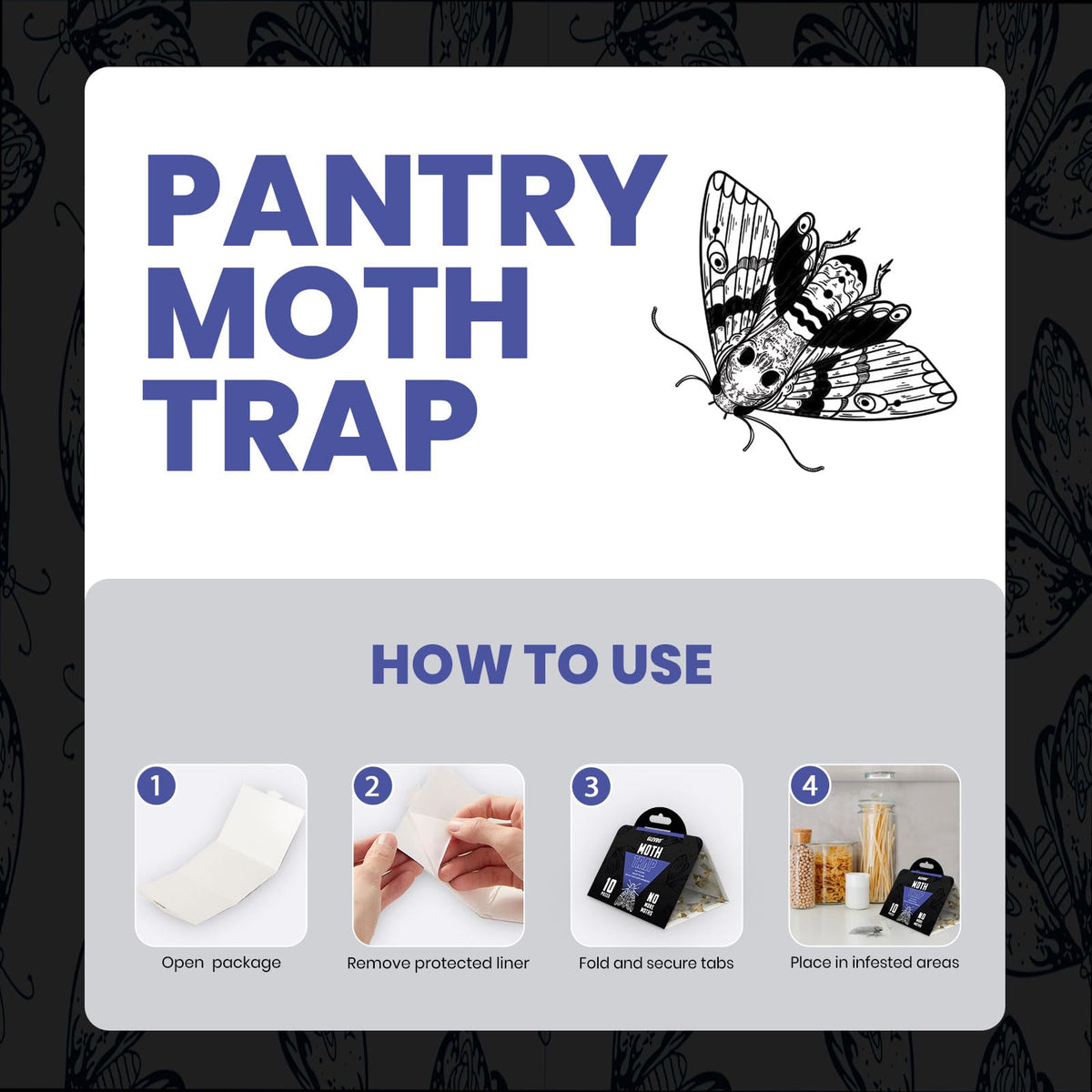 Glevro strong adhesive trap keeps moths contained