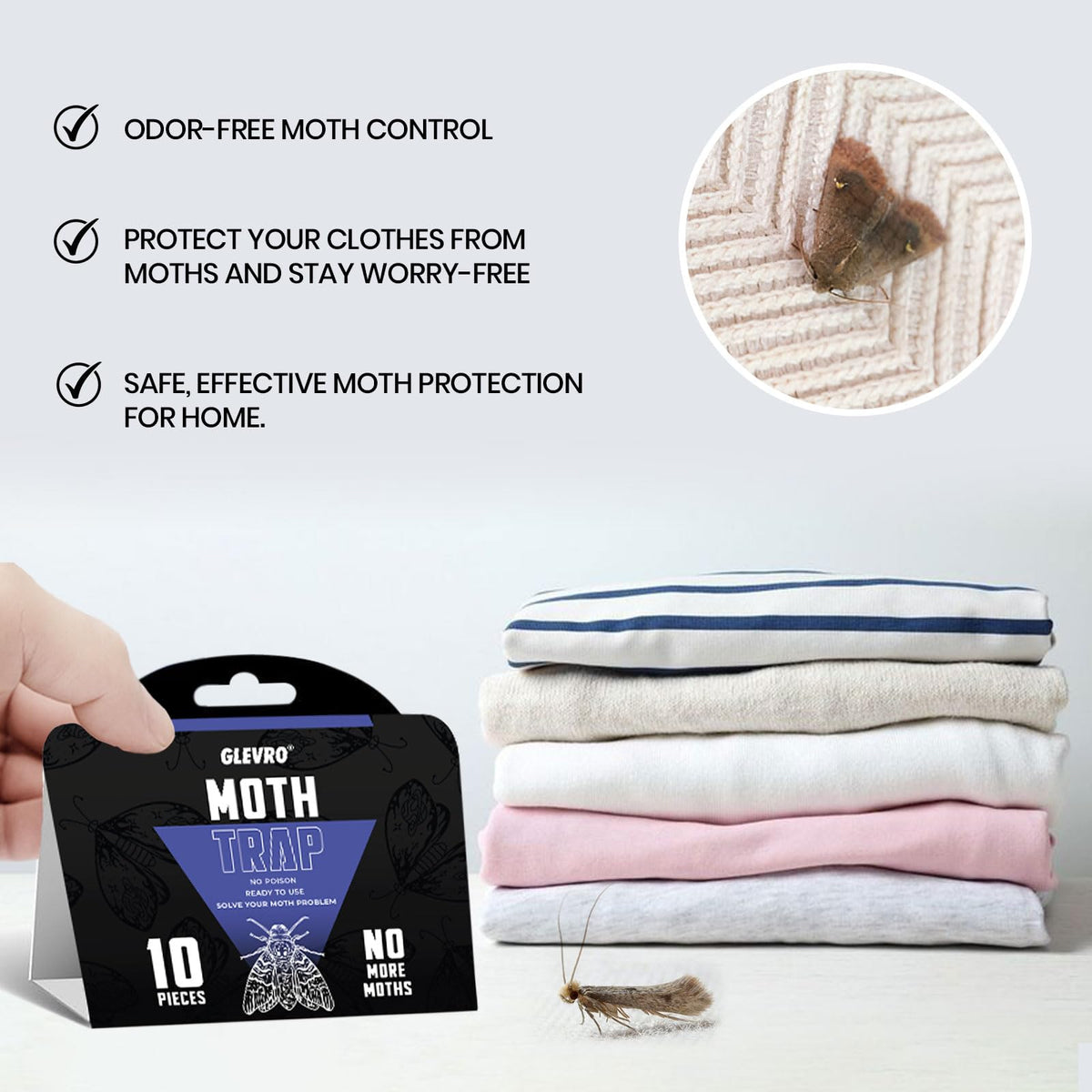Glevro traps in kitchen storage area monitor moth activity