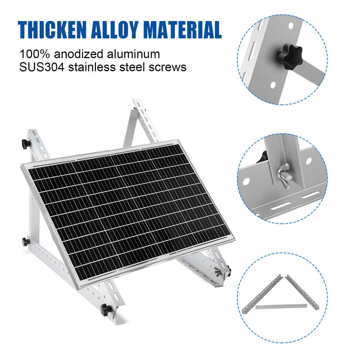 GLIESE POWER foldable tilt legs allow 0-90° adjustment for sun tracking.