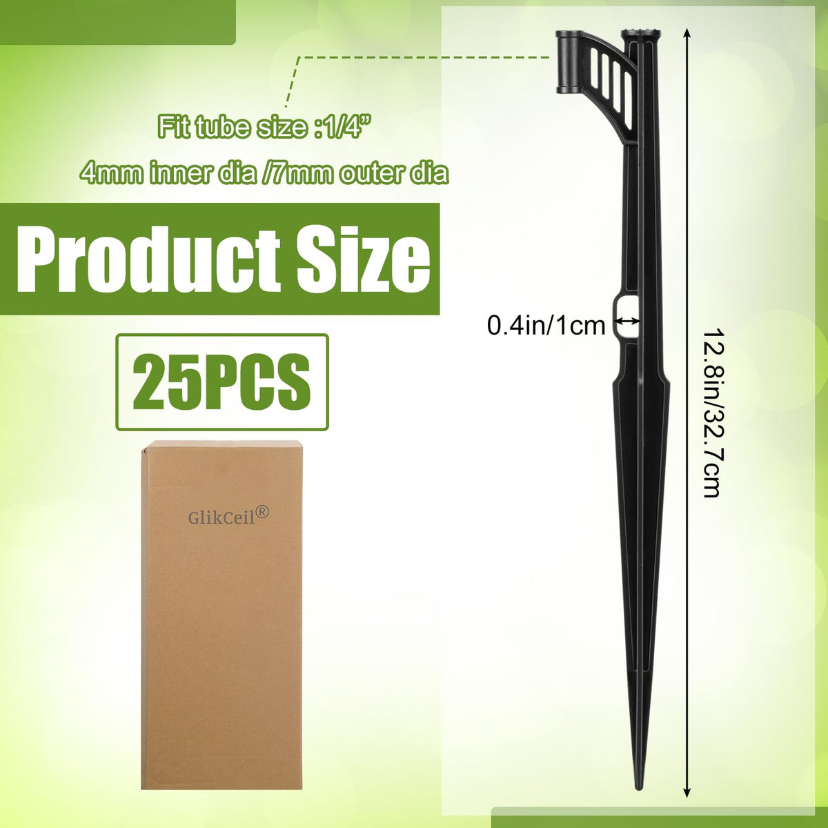 GlikCeil 1/4 inch tube holder stake provides stable placement for hoses.