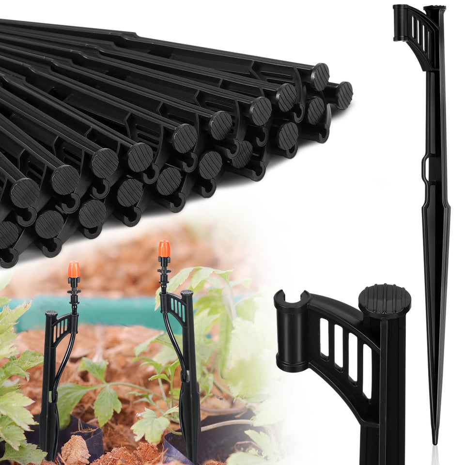 GlikCeil drip stake 12.8 inch pack keeps irrigation tubing secure in soil.