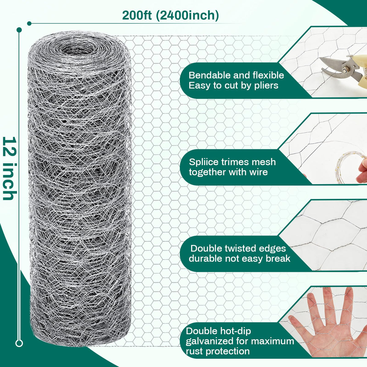 GlikCeil galvanized hardware cloth; 1-inch hex mesh for long-lasting poultry and garden projects